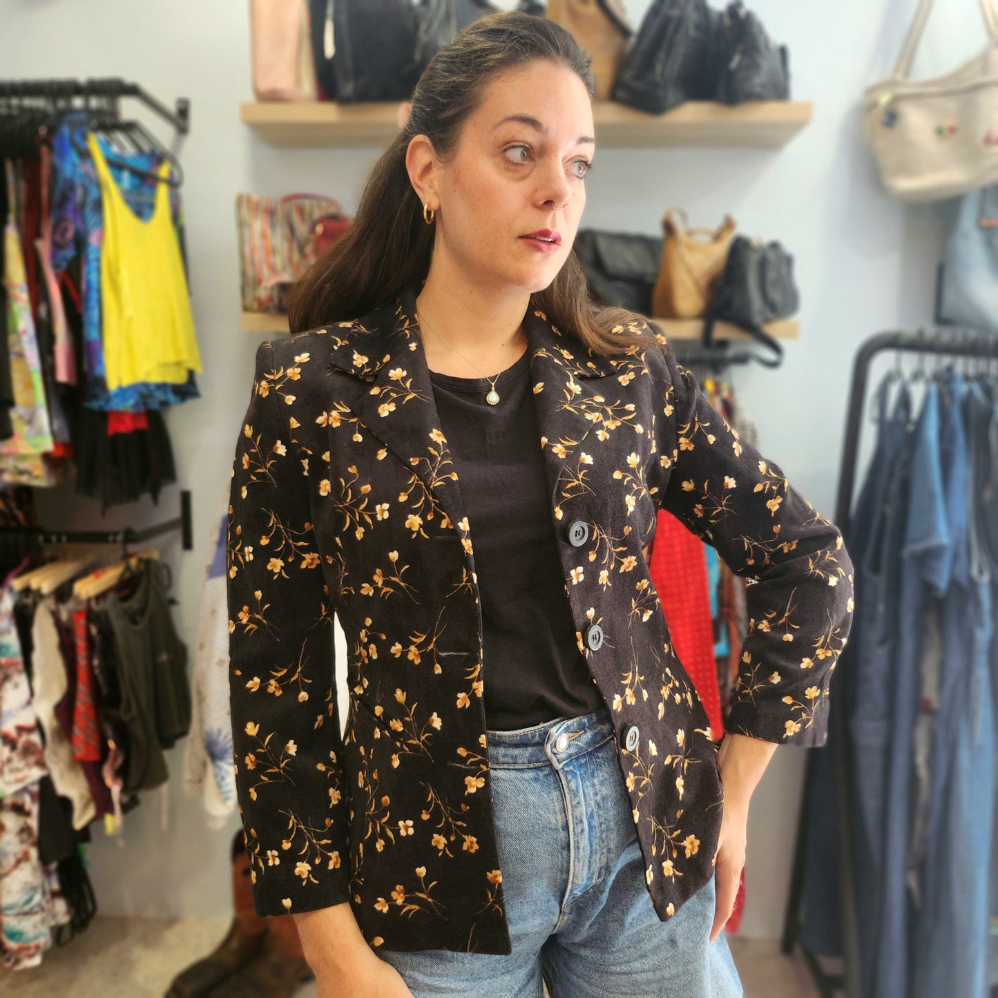 Velvet Floral Blazer